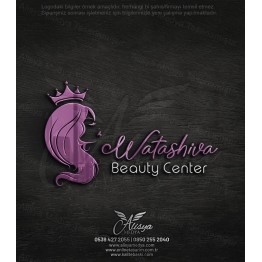 Kraliçe Taç Kadın Sembollü Mor Renk Lüks Güzellik Merkezi, Estetik, Bakım, Makyaj Kauför Logo Tasarım Örneği 